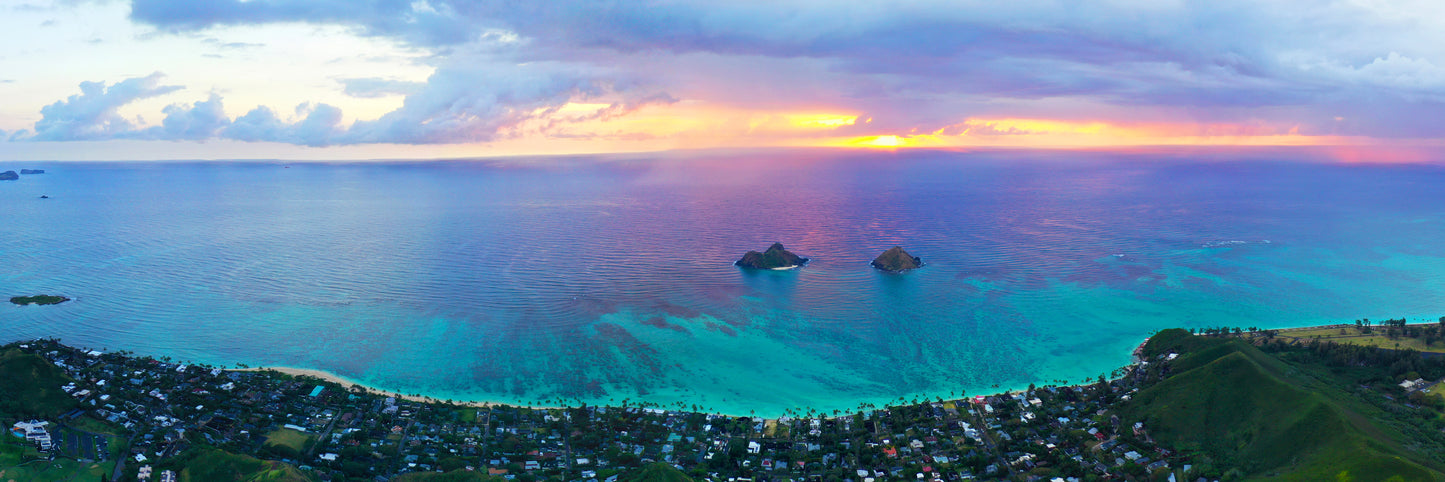 8"x24"- MINI-PANO OF VIOLET DAWN IN LANIKAI